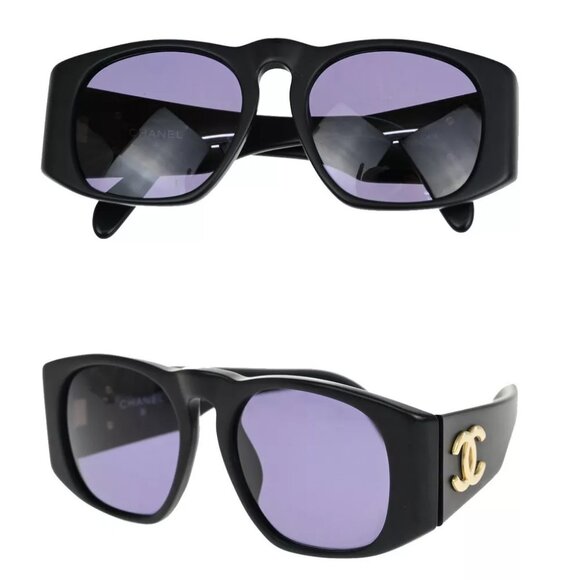 AUTHENTICITY GUARANTEED CHANEL CC Logo Sunglasses Eye Wear Plastic Black - Picture 1 of 12